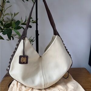 Vintage Loewe Cowhide Leather Hobo Shoulder Bag Anagram Logo Made in Spain